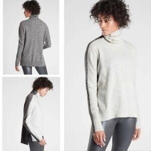 Athleta Transit Colorblock Turtleneck Merino Wool Sweater